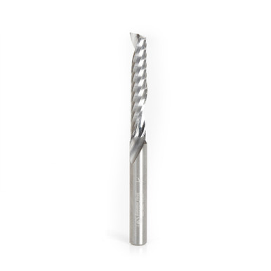 Amana Tool 51413 CNC SC Spiral O Single Flute, Plastic Cutting 1/4 D x 1-1/2 CH x 1/4 SHK x 3 Inch Long Up-Cut Router Bit with Mirror Finish