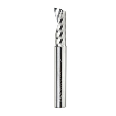 Amana Tool 51414 CNC SC Spiral O Single Flute, Plastic Cutting 3/8 D x 1-1/8 CH x 3/8 SHK x 3 Inch Long Up-Cut Router Bit with Mirror Finish