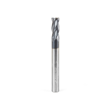 Amana Tool 51604 SC Spiral for Steel, Stainless Steel & Non Ferrous Metal with AlTiN Coating 4-Flute x 1/4 D x 5/8 CH x 1/4 SHK x 2-3/8 Inch Long Up-Cut Router Bit / 45 Deg Corner Chamfer End Mill
