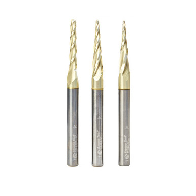 Amana Tool AMS-144 3-Pc CNC 2D and 3D Carving Ball Nose ZrN Coated SC 1/4 Inch SHK Router Bit Collection Includes 46280 (1/32), 46282 (1/16) & 46286 (1/8 D.)