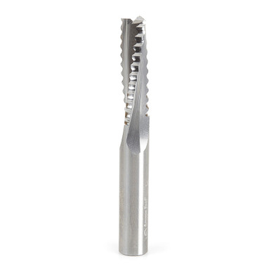 Amana Tool 46129 Solid Carbide Roughing Spiral 3 Flute Chipbreaker 3/8 Dia x 1-1/4 Cut Height x 3/8 Shank x 3 Inch Long Up-Cut Router Bit