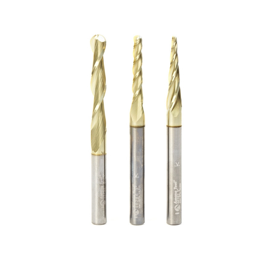CNC Carving Router Bits Amana Tool AMS-146 - 3-Pc ZrN Set