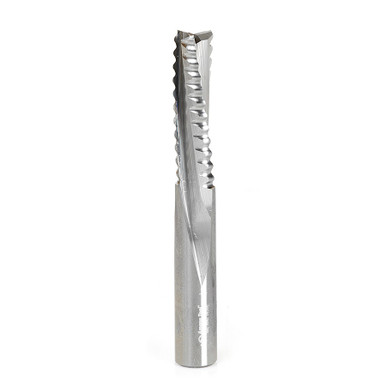 Amana Tool 46223 Solid Carbide Roughing Spiral 3 Flute Chipbreaker 3/8 Dia x 1-1/4 Cut Height x 3/8 Shank x 3 Inch Long Down-Cut Router Bit