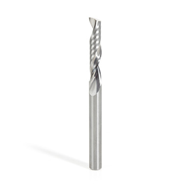 Amana Tool 51407 CNC SC Spiral O Single Flute, Plastic Cutting 1/4 D x 1-1/4 CH x 1/4 SHK x 3 Inch Long Up-Cut Router Bit with Mirror Finish