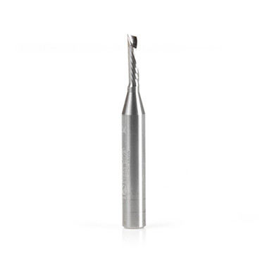 Amana Tool 51503 CNC SC Spiral O Single Flute, Aluminum Cutting 1/8 D x 1/2 CH x 1/4 SHK x 2 Inch Long Down-Cut Router Bit with Mirror Finish