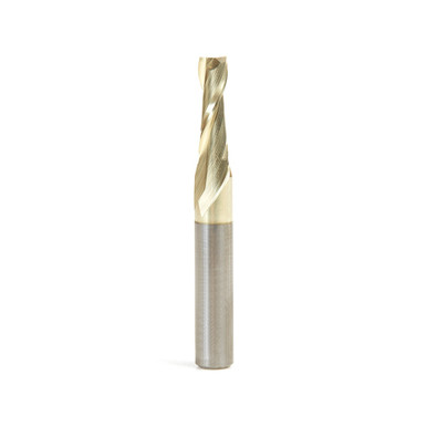 Amana Tool 46042 Solid Carbide Spiral 3/16 Dia x 5/8 Cut Height x 1/4 Shank x 2 Inch Long Composite, Fiberglass & Phenolic Cutting ZrN Coated 2 Flute Up-Cut Router Bit