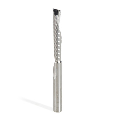 Amana Tool 51513 CNC SC Spiral O Single Flute, Plastic Cutting 1/4 D x 1-1/2 CH x 1/4 SHK x 3 Inch Long Down-Cut Router Bit with Mirror Finish