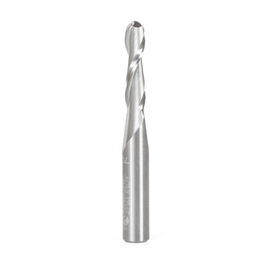 Amana Tool 46425 Solid Carbide Up-Cut Spiral Ball Nose 3/32 Radius x 3/16 Dia x 3/4 Cut Height x 1/4 Shank x 2 Inch Long x 2 Flute Router Bit with High Mirror Finish
