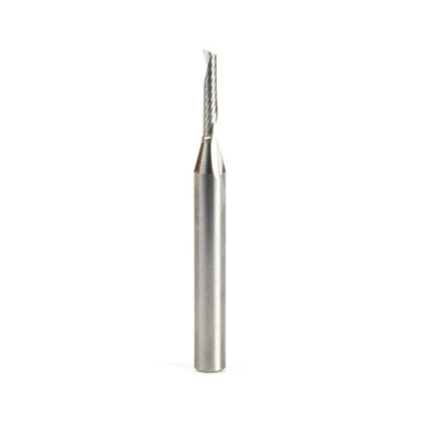 Amana Tool 51482 CNC SC Spiral O Single Flute, Aluminum Cutting 1/8 D x 5/8 CH x 1/4 SHK x 2-1/2 Inch Long Up-Cut Router Bit with Mirror Finish