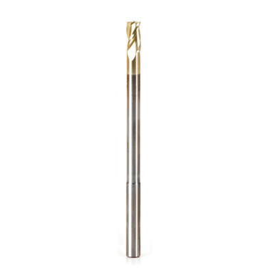 Amana Tool 46590 Extra Long CNC 2D and 3D Carving Flat Bottom x 0.10 Deg x 1/4 D x 1/2 CH x 1/4 SHK x 4 Inch Long x 3 Flute Solid Sub Micrograin Carbide ZrN Coated Reduced SHK Router Bit
