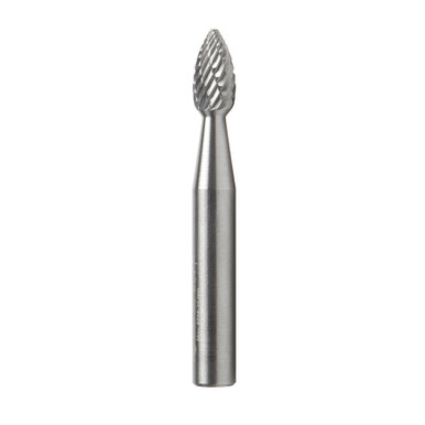 Amana Tool BURS-202 Flame Shape SC 1/4 D x 1/2 CH x 1/4 SHK x 2 Inch Long Double Cut SH Burr Bit