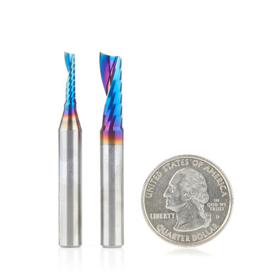 Amana Tool AMS-195-K CNC SC Spektra Extreme Tool Life Coated Plastic Cutting Spiral O Flute 1/4 Inch SHK Router Bit Pack