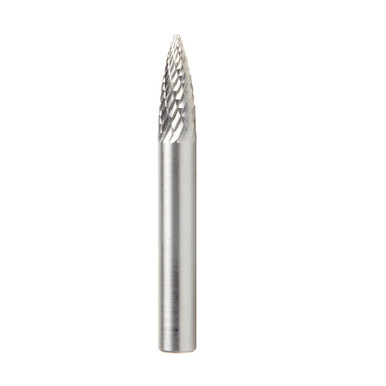 Amana Tool BURS-192 Pointed Tree Shape SC 1/4 D x 5/8 CH x 1/4 SHK x 2 Inch Long Double Cut SG Burr Bit