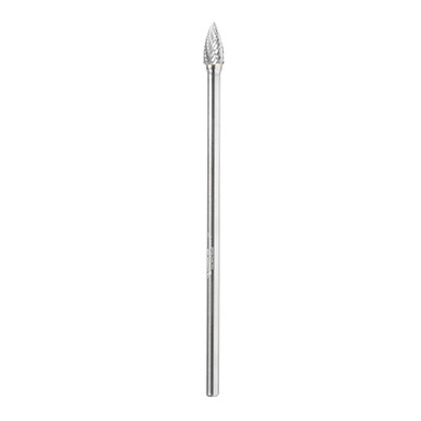 Amana Tool BURS-196 Pointed Tree Shape SC Head 3/8 D x 3/4 CH x 1/4 SHK x 6-3/4 Inch Long Double Cut SG Burr Bit
