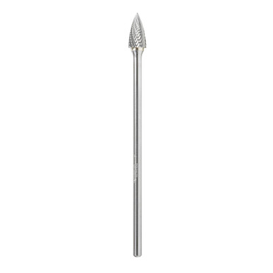 Amana Tool BURS-199 Pointed Tree Shape SC Head 1/2 D x 1 CH x 1/4 SHK x 6-3/4 Inch Long Double Cut SG Burr Bit