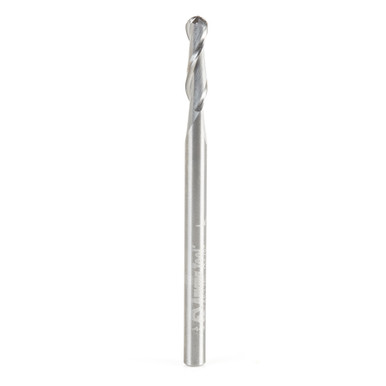 Amana Tool 46375 Solid Carbide Double Flute Up-Cut Ball Nose Spiral 1/16 R x 1/8 D x 1/2 CH x 1/8 SHK x 2 Inch Long Router Bit
