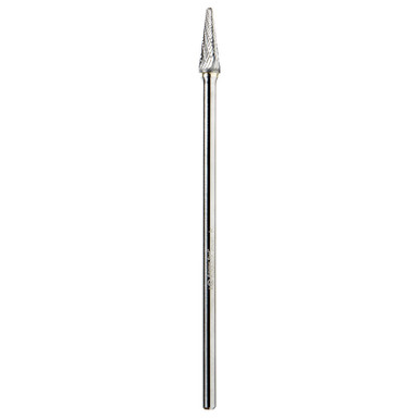 Amana Tool BURS-216 Radius Cone Shape SC Head 3/8 D x 1-1/16 CH x 1/4 SHK x 7-1/16 Inch Long Double Cut SL Burr Bit
