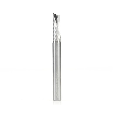 Amana Tool 51775 CNC SC Spiral O Single Flute, Aluminum Cutting 1/4 D x 3/4 CH x 1/4 SHK x 2-1/2 Inch Long Down-Cut Router Bit with Mirror Finish