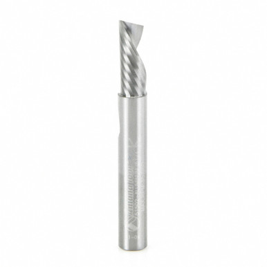 Amana Tool 51502 CNC SC Spiral O Single Flute, Aluminum Cutting 1/4 D x 5/8 CH x 1/4 SHK x 2 Inch Long Down-Cut Router Bit with Mirror Finish