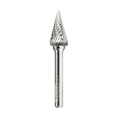 Amana Tool BURS-226 Pointed Cone Shape 14 Deg SC Head 1/2 D x 7/8 CH x 1/4 SHK x 2-5/8 Inch Long Double Cut SM Burr Bit