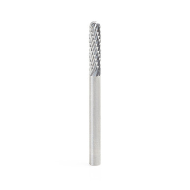Amana Tool BURS-118 Radius Cylinder SC Head 1/8 D x 9/16 CH x 1/8 SHK x 1-1/2 Inch Long Double Cut SC Burr Bit