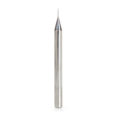Amana Tool 51739 Mini Solid Carbide Spiral for Steel, Stainless Steel & Composites, AlTiN Coated 0.0050 Radius x 0.010 Dia x 0.030 Cut Height x 1/8 Shank x 1-1/2 Inch Long Up-Cut 2-Flute Ball End Router Bit/End Mill