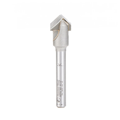 Amana Tool 45792 V-Groove 90 Deg. Folding for Aluminum Composite Material (ACM) Panels Like Alucobond, Dibond, 0.090 Tip Cut Width x 3/8 CH x 1/2 D x 1/4 Inch SHK Carbide Tipped Router Bit