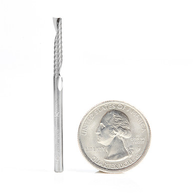 Amana Tool 51437 CNC SC Spiral O Single Flute, Plastic Cutting 1/8 D x 3/4 CH x 1/8 SHK x 2 Inch Long Up-Cut Router Bit with Mirror Finish