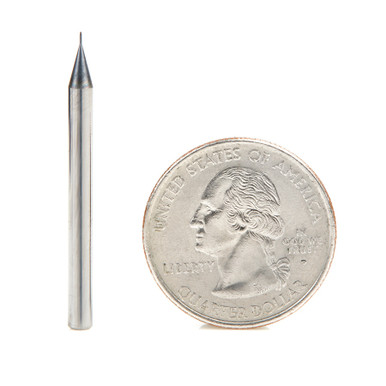 Amana Tool 51750 Mini Solid Carbide Spiral for Steel, Stainless Steel & Composites, AlTiN Coated 0.0050 Radius x 0.010 Dia x 0.030 Cut Height x 1/8 Shank x 1-1/2 Inch Long Up-Cut 4-Flute Ball End Router Bit/End Mill