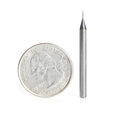 Amana Tool 51751 Mini Solid Carbide Spiral for Steel, Stainless Steel & Composites, AlTiN Coated 0.0075 Radius x 0.015 Dia x 0.045 Cut Height x 1/8 Shank x 1-1/2 Inch Long Up-Cut 4-Flute Ball End Router Bit/End Mill