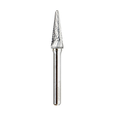 Amana Tool BURS-214 Radius Cone Shape SC Head 3/8 D x 1-1/16 CH x 1/4 SHK x 2-13/16 Inch Long Double Cut SL Burr Bit
