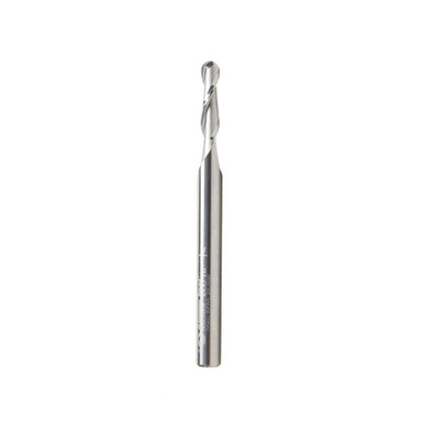 Amana Tool 46389 Solid Carbide Up-Cut Spiral Ball Nose 3/32 Radius x 3/16 Dia x 3/4 Cut Height x 1/4 Shank x 3 Inch Long x 2 Flute Router Bit with High Mirror Finish