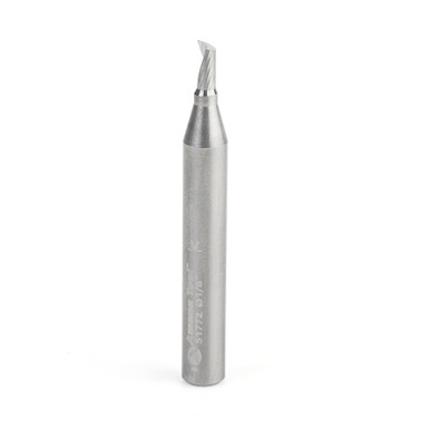 Amana Tool 51772 CNC SC Spiral O Single Flute, Aluminum Cutting 1/8 D x 1/4 CH x 1/4 SHK x 2 Inch Long Down-Cut Router Bit with Mirror Finish