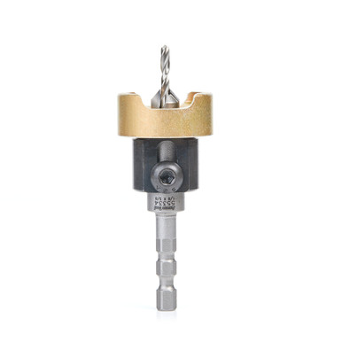 Amana Tool 55334 Carbide Tipped 82 Degree Countersink with Adjustable Depth Stop and No-Thrust BB, Hybrid For Festool CENTROTEC System 3/8 D x 1/8 Drill D x 1/4 Inch Quick Release Hex SHK