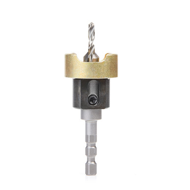 Amana Tool 55336 Carbide Tipped 82 Degree Countersink with Adjustable Depth Stop and No-Thrust BB, Hybrid For Festool CENTROTEC System 3/8 D x 5/32 Drill D x 1/4 Inch Quick Release Hex SHK