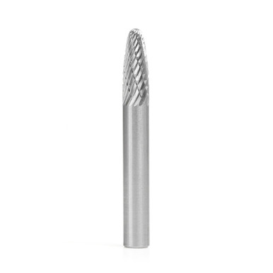 Amana Tool BURS-140 Tree Shape SC 1/4 D x 5/8 CH x 1/4 SHK x 2 Inch Long Double Cut SF Burr Bit