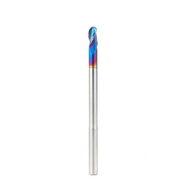 Amana Tool 46490-K Extra Long CNC Spektra Extreme Tool Life Coated 2D/3D Carving Tapered Ball Nose 0.10 Deg Angle x 1/4 Dia x 1/8 Radius x 1/2 CH x 1/4 SHK x 4 Inch Long x 3 Flute SC Reduced Shank Router Bit