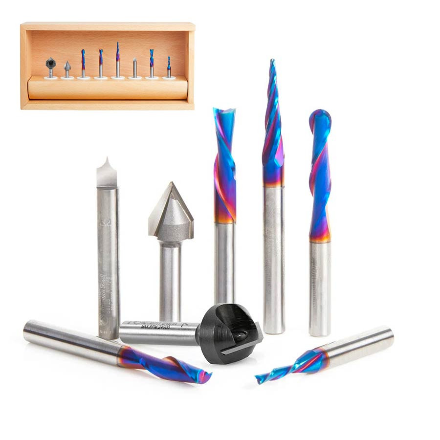 CNC Router Bit Set - Amana Tool AMS-177-K, V-Groove, 1/4" Shank, Save 30%