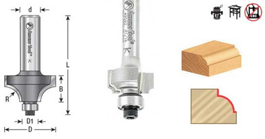 Beading Router Bits 2 Flute - Carbide Tipped 3/8in Ball Bearing Cutter