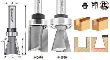 14 Degree Dovetail Router Bit Set - Keller Model 3600 Carbide-Tipped