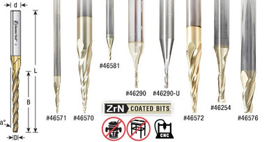 CNC Carving Router Bits ZrN Coated - Amana Tool Solid Carbide