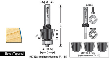 Router Bit System EZ-Change - Tapered Bevel Cutter #47178