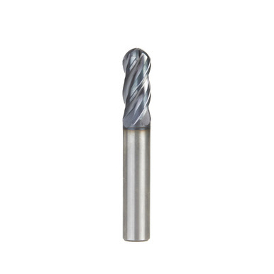 Amana Tool 51802 High Performance CNC Solid Carbide Variable Helix Spiral Ball Nose with AlTiN Coating for Steel, Stainless Steel & Composites 3/16 R x 3/8 Dia x 7/8 Cut Height x 3/8 Shank x 2-1/2 Inches Long Up-Cut 4-Flute End Mill/Router Bit