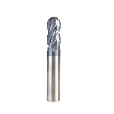 Amana Tool 51804 High Performance CNC Solid Carbide Variable Helix Spiral Ball Nose with AlTiN Coating for Steel, Stainless Steel & Composites 1/4 R x 1/2 Dia x 1 Cut Height x 1/2 Shank x 3 Inches Long Up-Cut 4-Flute End Mill/Router Bit