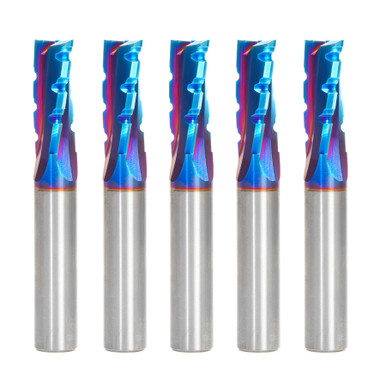 Amana Tool 46153-K-5, 5-Pack CNC SC Spektra Extreme Tool Life Coated Phenolic, Resin and Composite Cutting with Chipbreaker Slow Helix Up-Cut 1/2 D x 1-1/4 CH x 1/2 SHK x 3-1/2 Inch Long x 3 Flute Router Bits