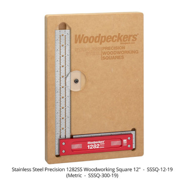 Woodpeckers SSSQ-12-24 Stainless Steel Square - 12 Inch - 1282 - With Wall-Mountable Rack It