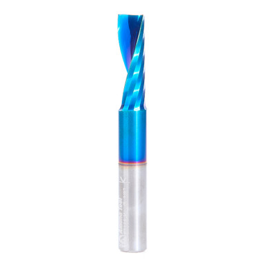 Amana Tool 57368-K, CNC Spektra Coated SC Spiral O Single Flute, Improved Surface Finish Plastic Cutting 3/8 D x 1-1/8 CH x 3/8 SHK x 3 Inch Long Up-Cut Router Bit with Mirror Finish