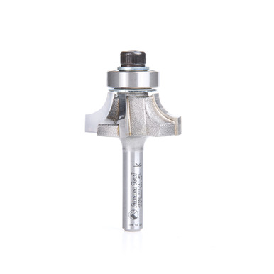 Amana Tool 49582 Carbide Tipped Corner Rounding / Beading with Down-Shear Design 1/4 R x 1-1/8 D x 7/16 CH x 1/4 Inch SHK w/ Lower Ball Bearing 4 Flute Router Bit