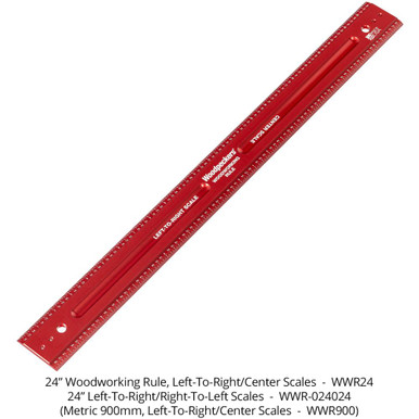 Woodpeckers WWR600 Woodworking Rule - 600mm with Left-to-Right and Center Scales