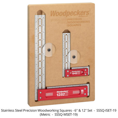 Woodpeckers SSSQ-MSET-19 Stainless Steel Square Set- 150MM and 300MMM with Rack-It